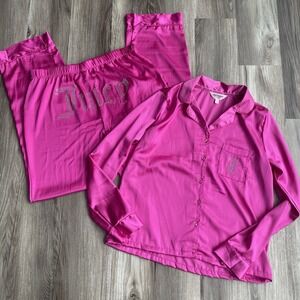 Juicy Couture Women's Satin Pjs Sleepwear Button Down Pink Size S Y2K Retro